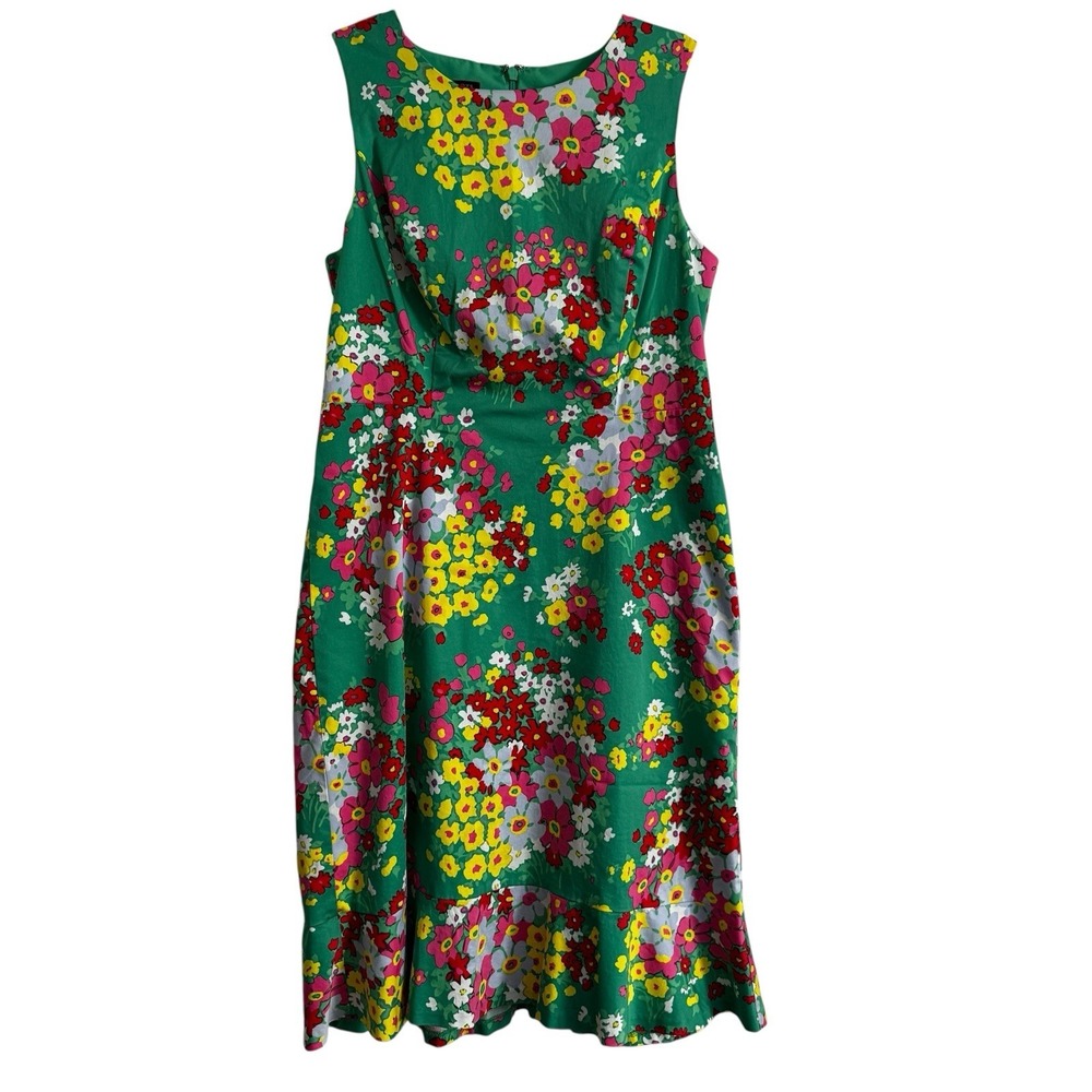 Talbots Women's Petite‎ Floral Sleeveless Dress Multicolored Green Size 2 Petite